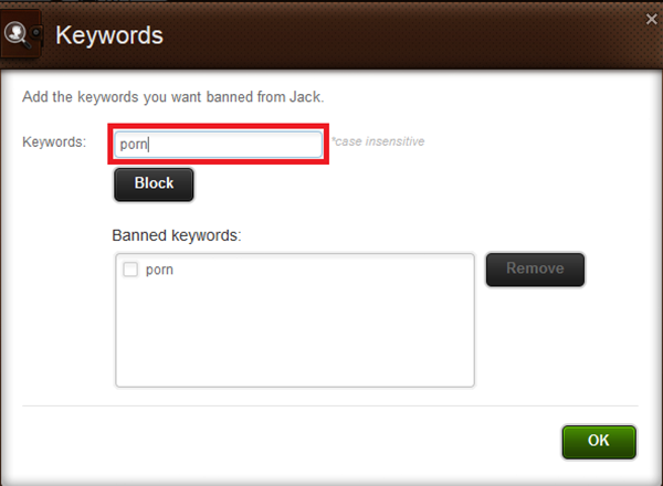 Parental Control - Block Keywords