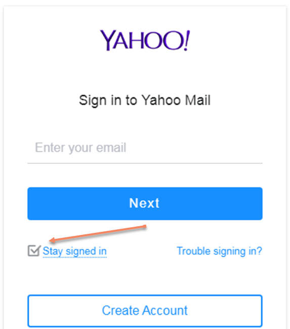 The Stay Signed in Ticked Box of Yahoo